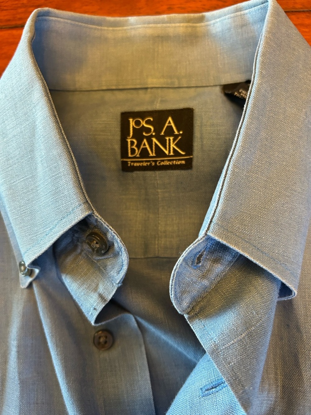 Jos. A. Bank 100% Linen Men's Sky Blue Traveler's Collection Dress Shirt size L